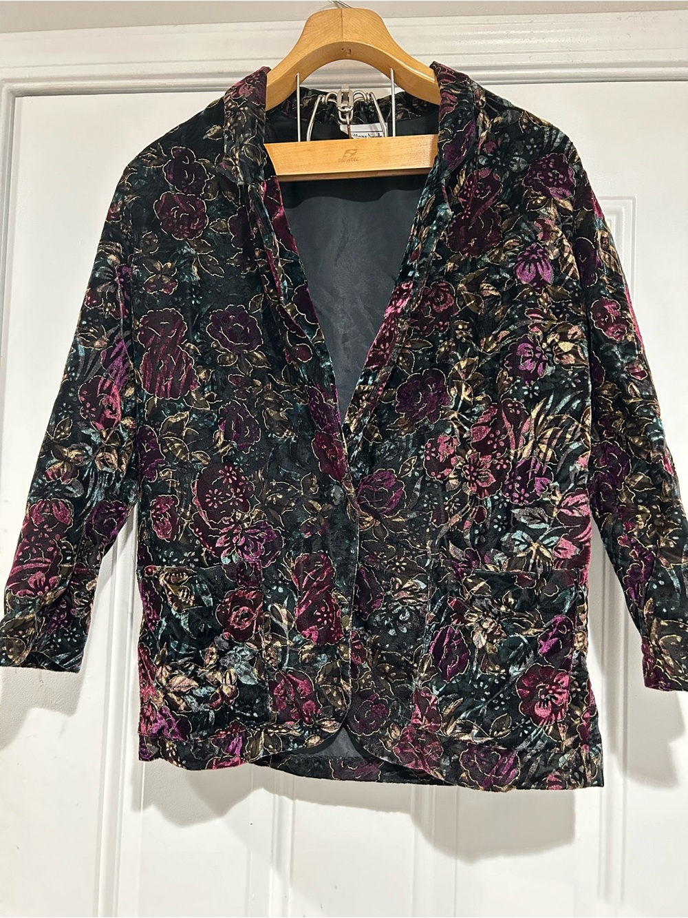 Velvet Floral Blazer Jacket in Black & Plum Brittany Nicole